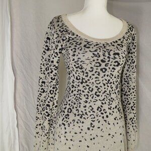 XOXO Y2K Leopard Print Mock Neck Sweater Color Block Knit